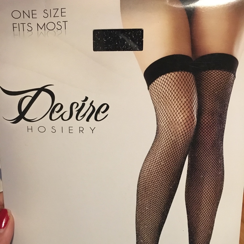 Glitter fishnet thigh high
